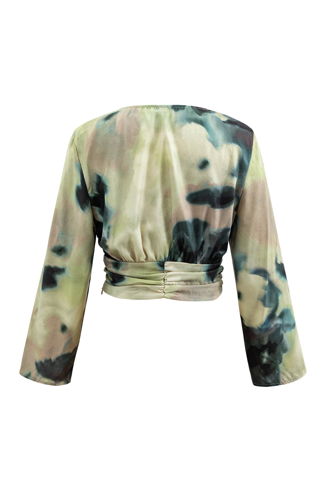 Tie Dye V-neck Satin Blouse