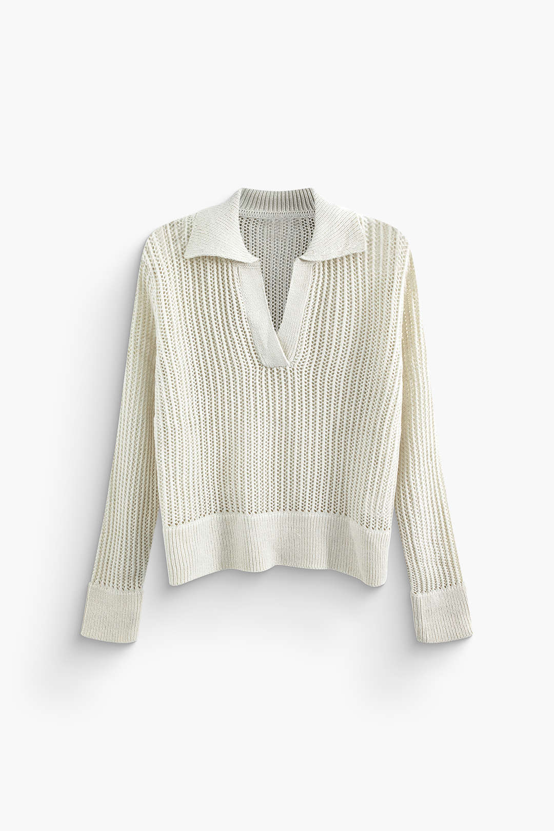 Open Collar Open Knit Sweater