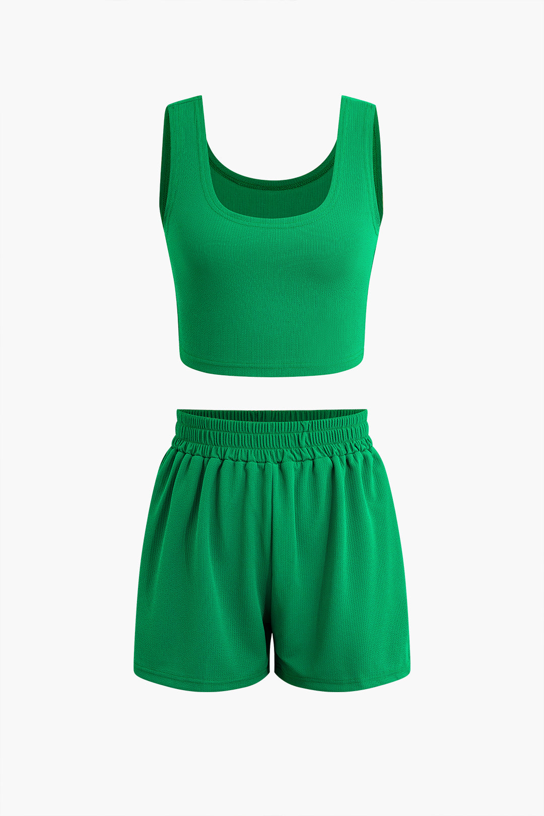 Solid Crop Tank Top And Short Sets