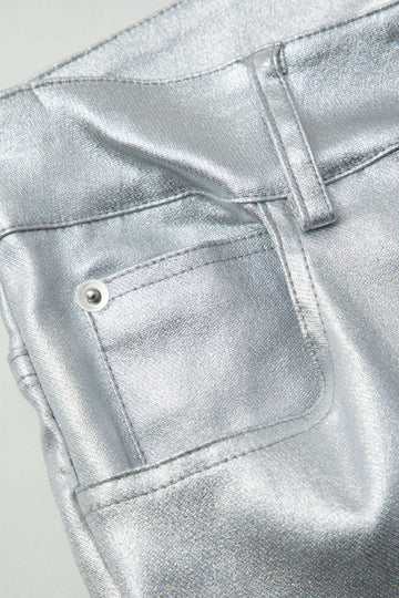 Metallic Pocket Skinny Leg Pants