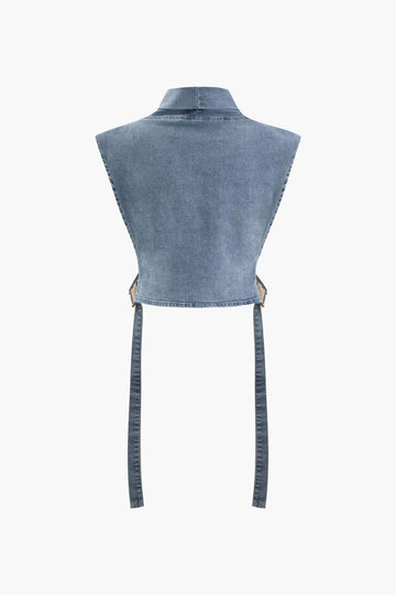 Denim Buckle Sleeveless Top