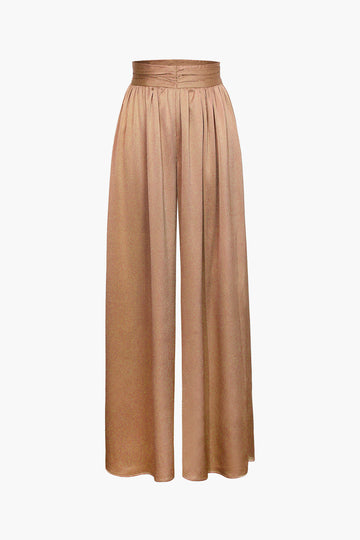 Heavy Satin High Waisted Wide Leg Pants