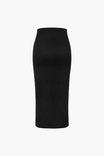 Pothook Detail Slit Midi Skirt