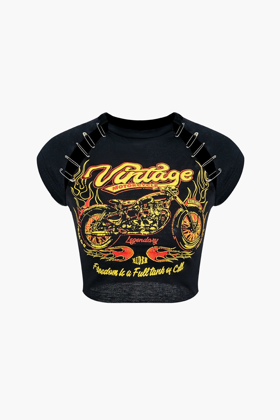 Motorcycle Pattern Crop T-shirt