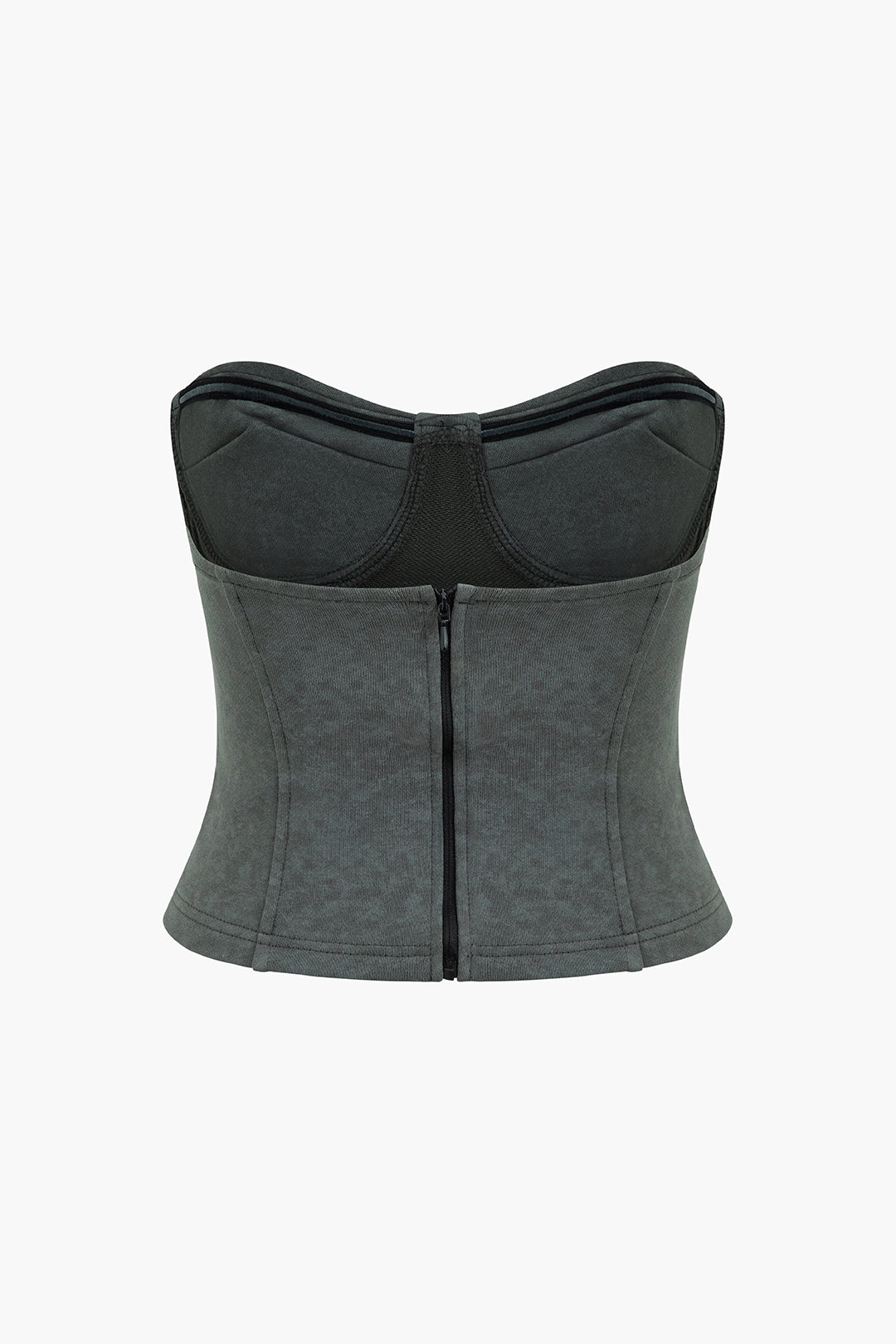 Zipper Strapless Corset Top