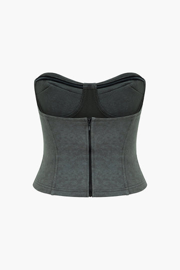 Zipper Strapless Corset Top