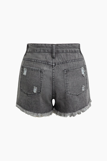 Ripped Frayed Denim Short