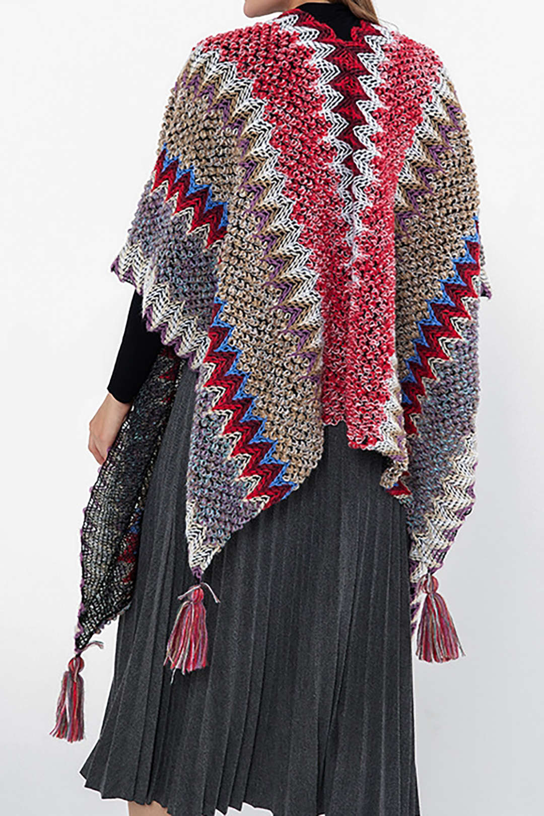 Retro Stripe Tassel Cape