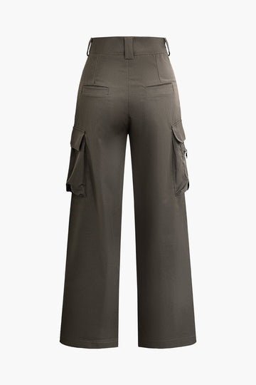 Ruched Flap Pocket Straight Leg Cargo Pants