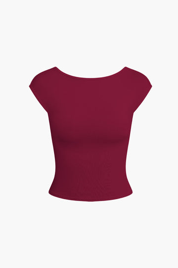 Backless Round Neck T-shirt