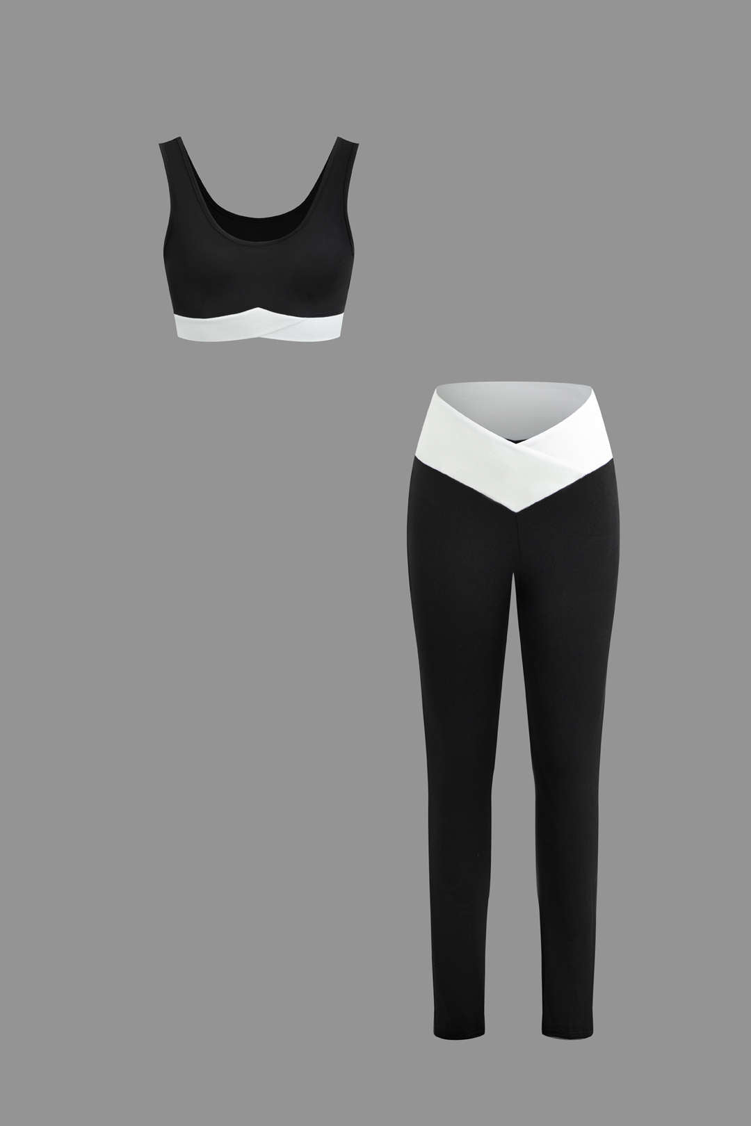 Contrast Crop Tank Top And Pants Set