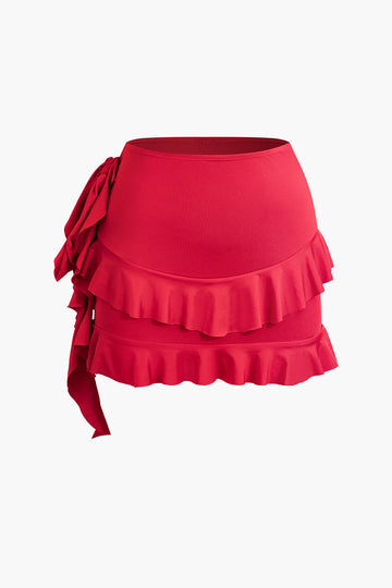 Ruffle Detail Tank Top And Mini Skirt Set