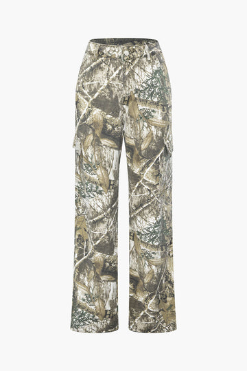 Abstract Print Straight Leg Jeans