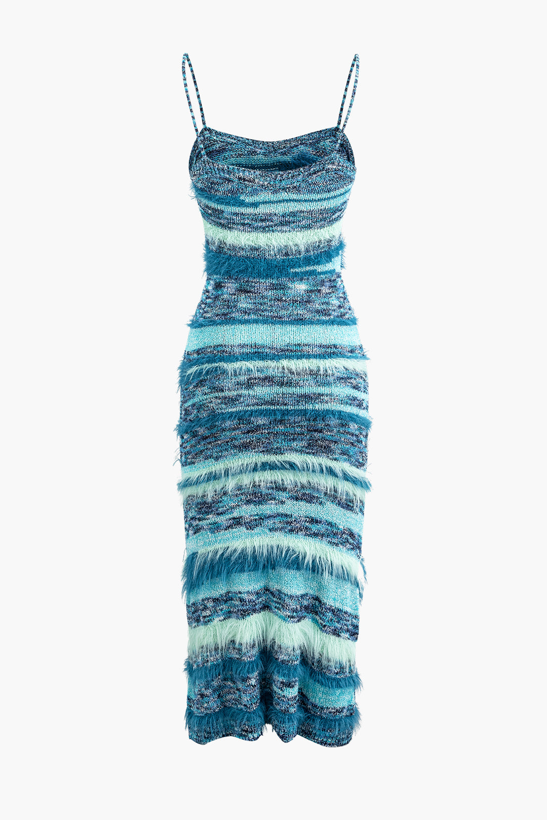 Feather Detail Stripe Cami Knit Midi Dress