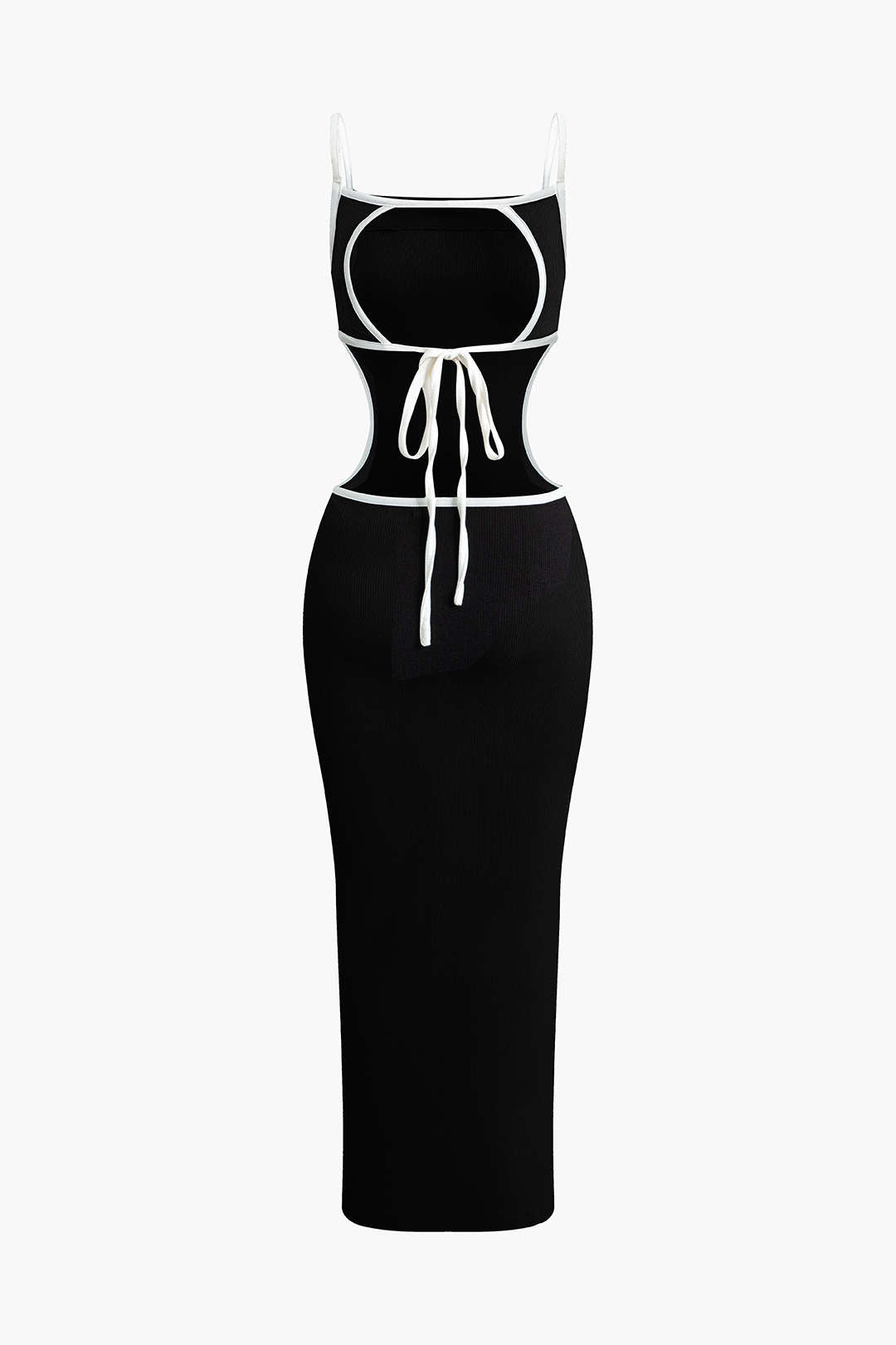 Contrast Cut Out Backless Slip Maxi Dress