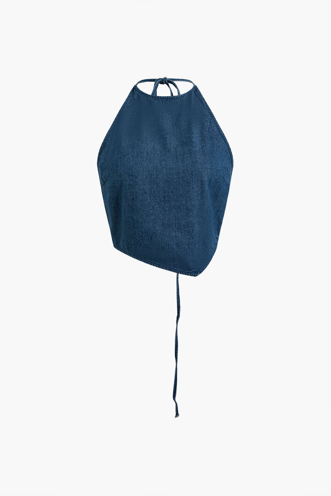 Halter Neck Irregular Hem Backless Denim Crop Cami Top