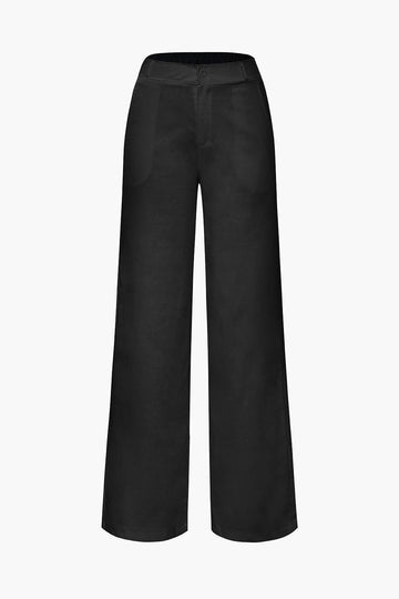 Linen-Blend Straight Leg Pants