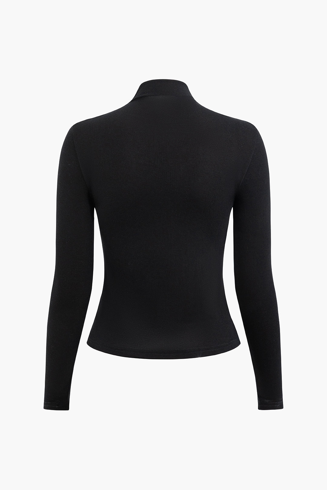 Mock Neck Ruched Front Long Sleeve Top