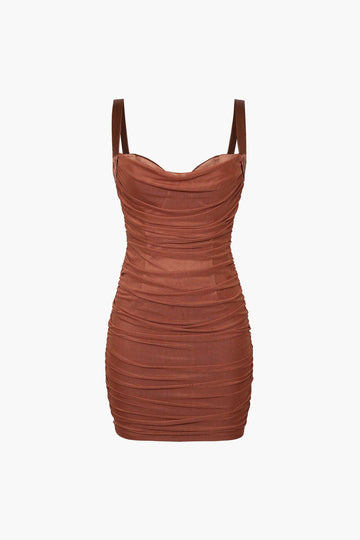 Mesh Draped Bodycon Mini Dress