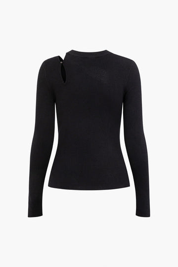 Asymmetric Cut Out Long Sleeve Knit Top