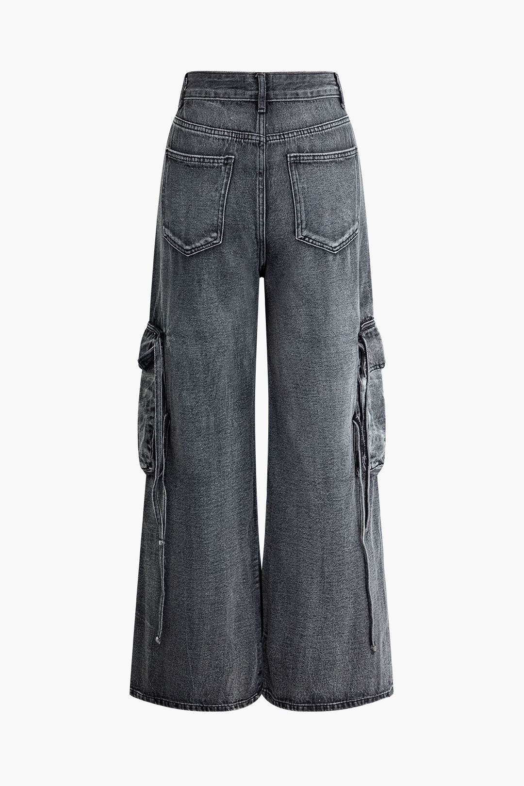 Faded Flap Pocket Wide Leg Jeans