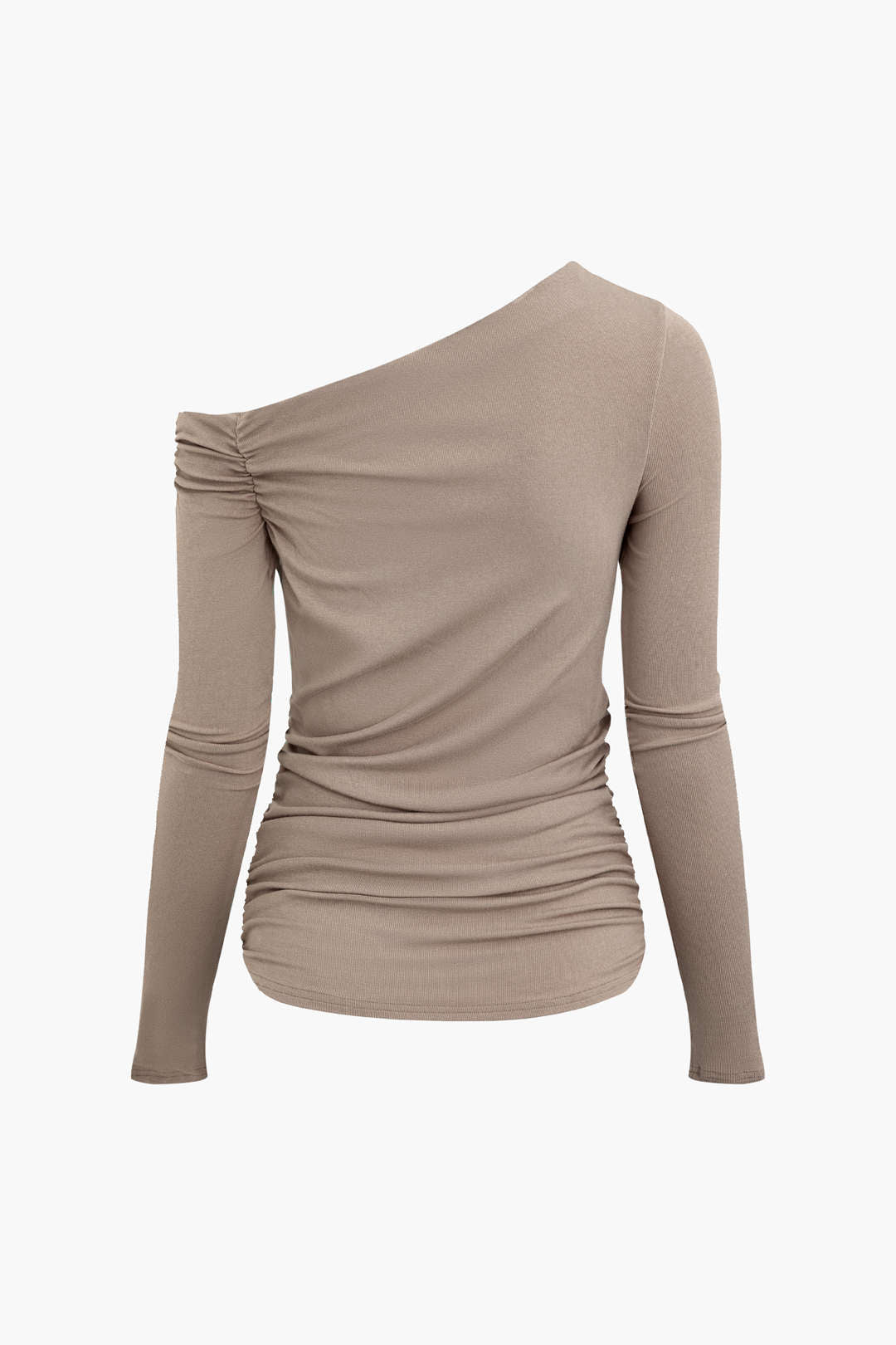 Asymmetric Ruched Long Sleeve Top