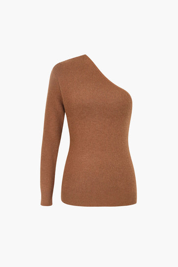 Ribbed One-Shoulder Sweater Top