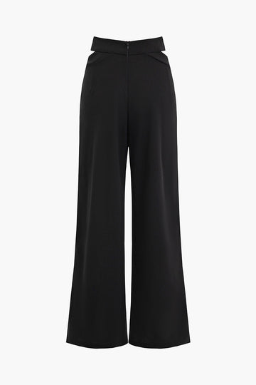 Solid Cut Out Wide Leg Pants