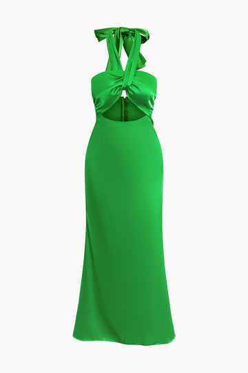 Cut Out Halter Tie Midi Dress