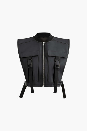 Zip Up Flap Pocket Cargo Vest