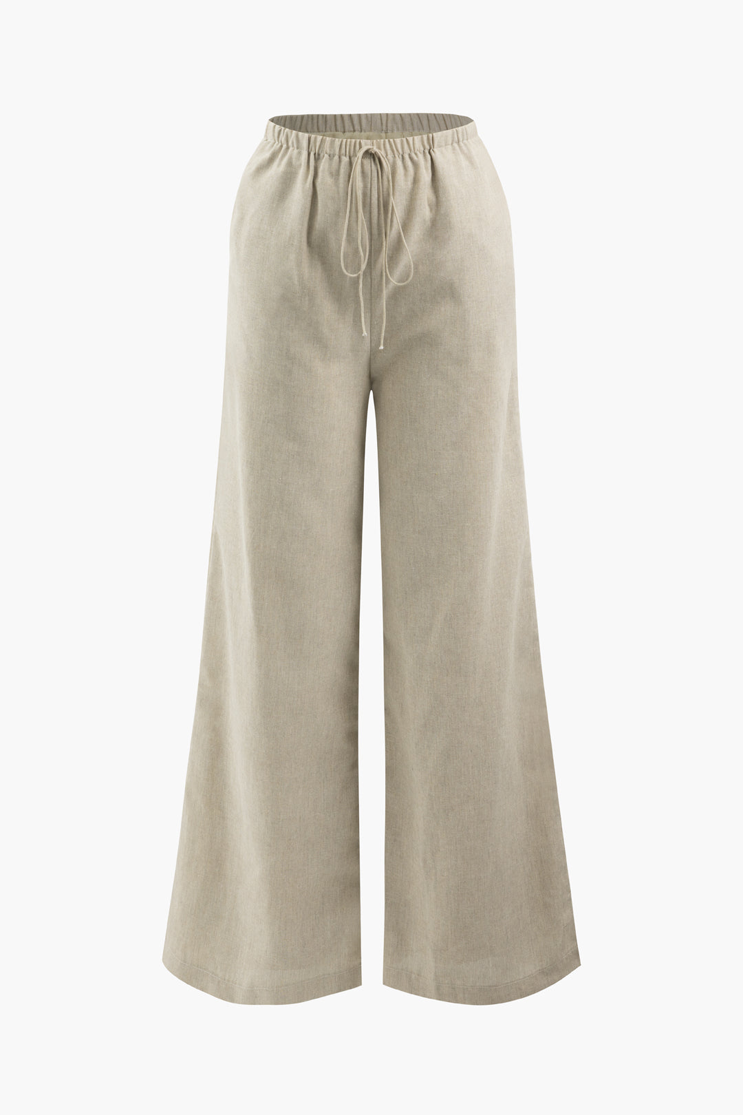 Linen Drawstring Wide Leg Pants