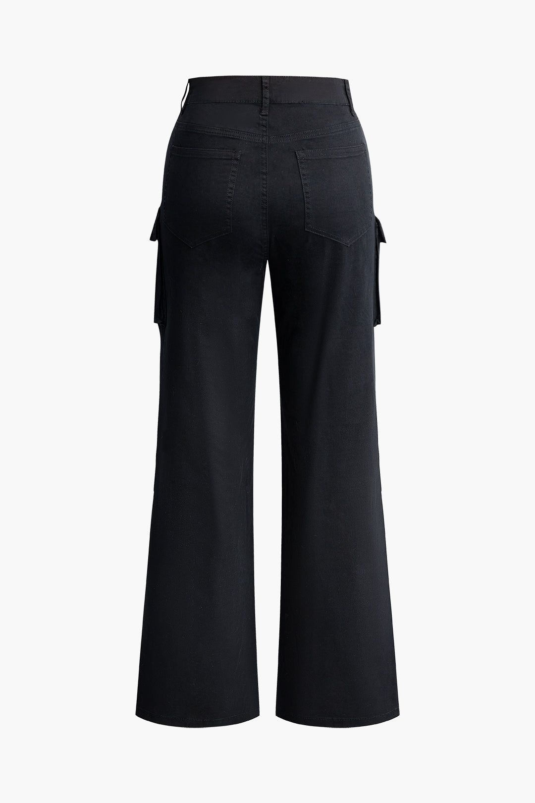 Button Flap Pocket Straight Leg Pants