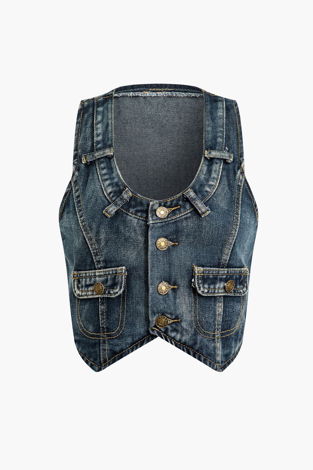 Fake Pocket Denim Vest