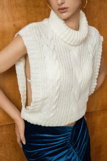 Turtleneck Sleeveless Knit Top