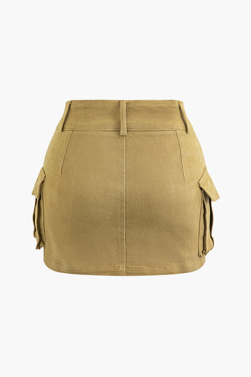 Flap Pocket Cargo Mini Skirt