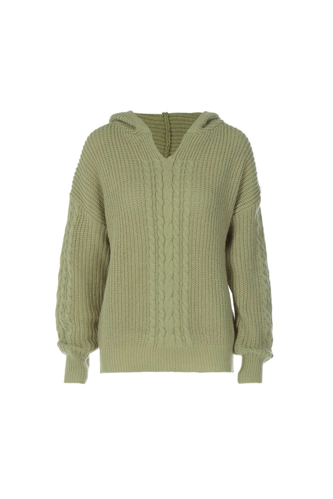 Cable Knit Long Sleeve Hooded Sweater