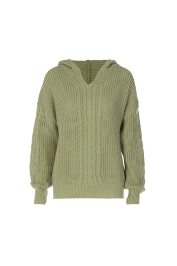 Cable Knit Long Sleeve Hooded Sweater