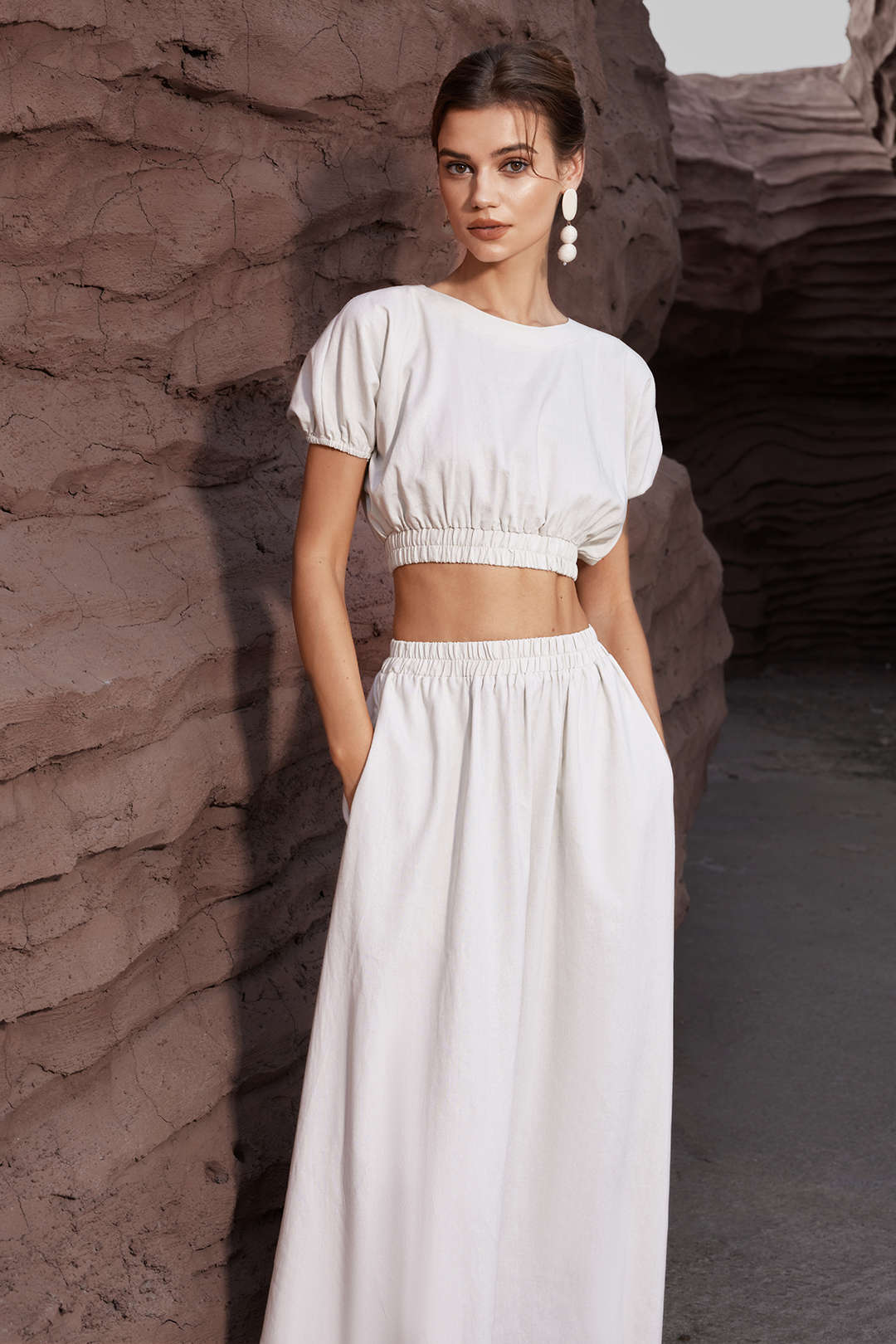 Linen High Waist Maxi Skirt