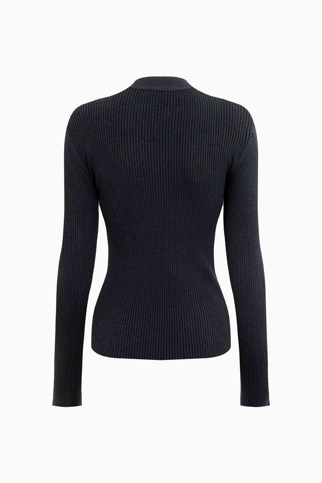 Long Sleeve Cut Out Button Ribbed Knit Wrap Top