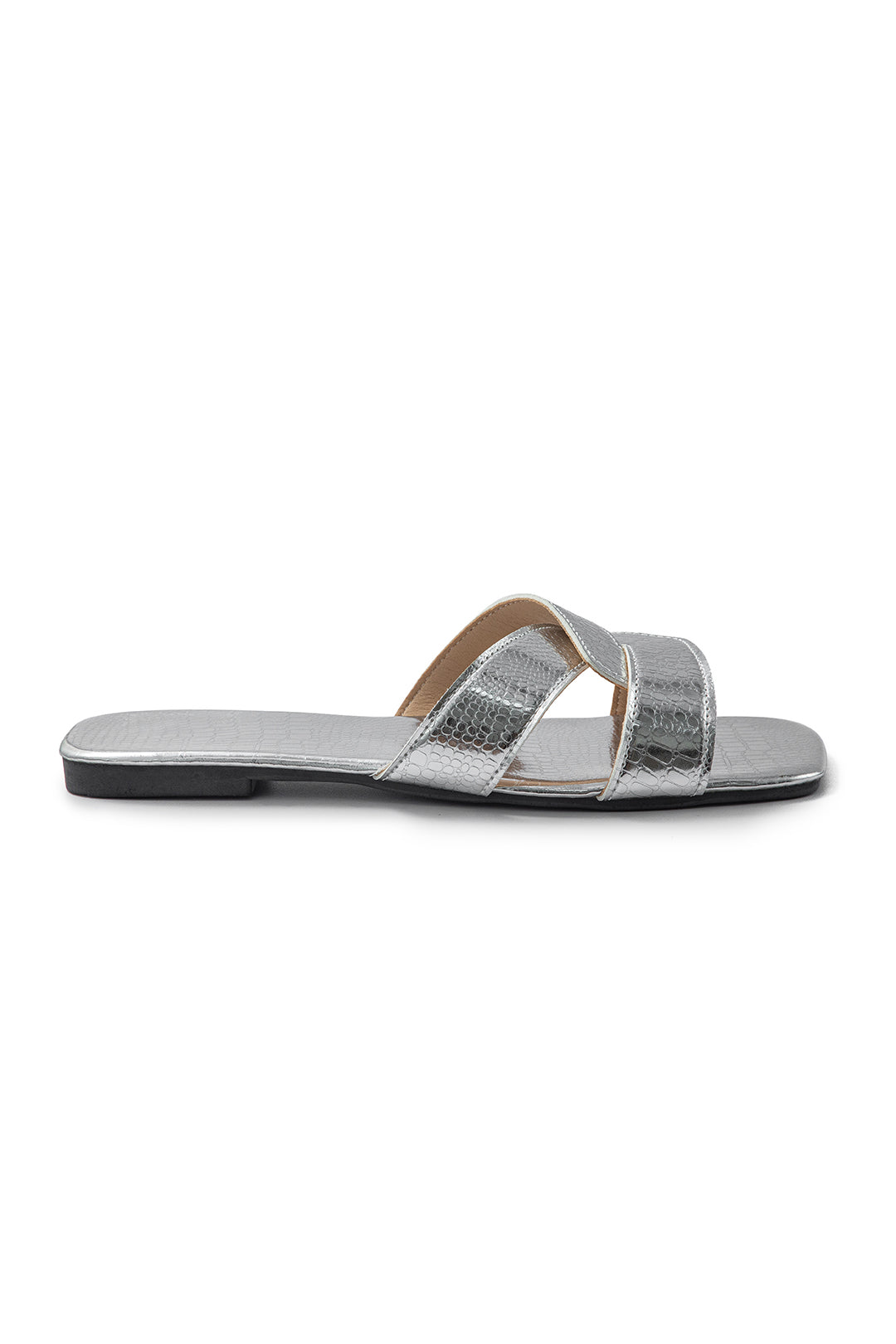 Metallic Textured Slide Sandals