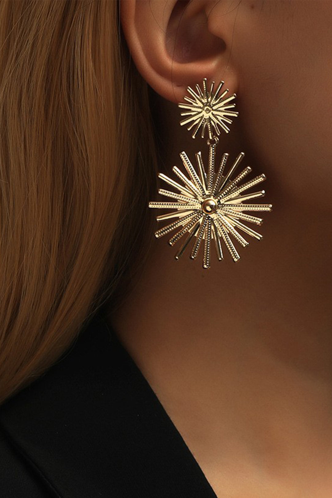 Metal Sun Drop Earrings