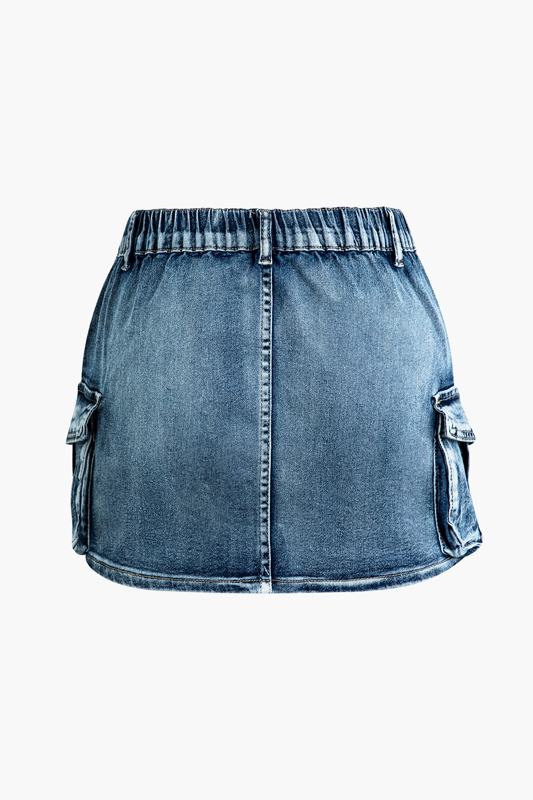 Flap Pocket Denim Mini Skirt