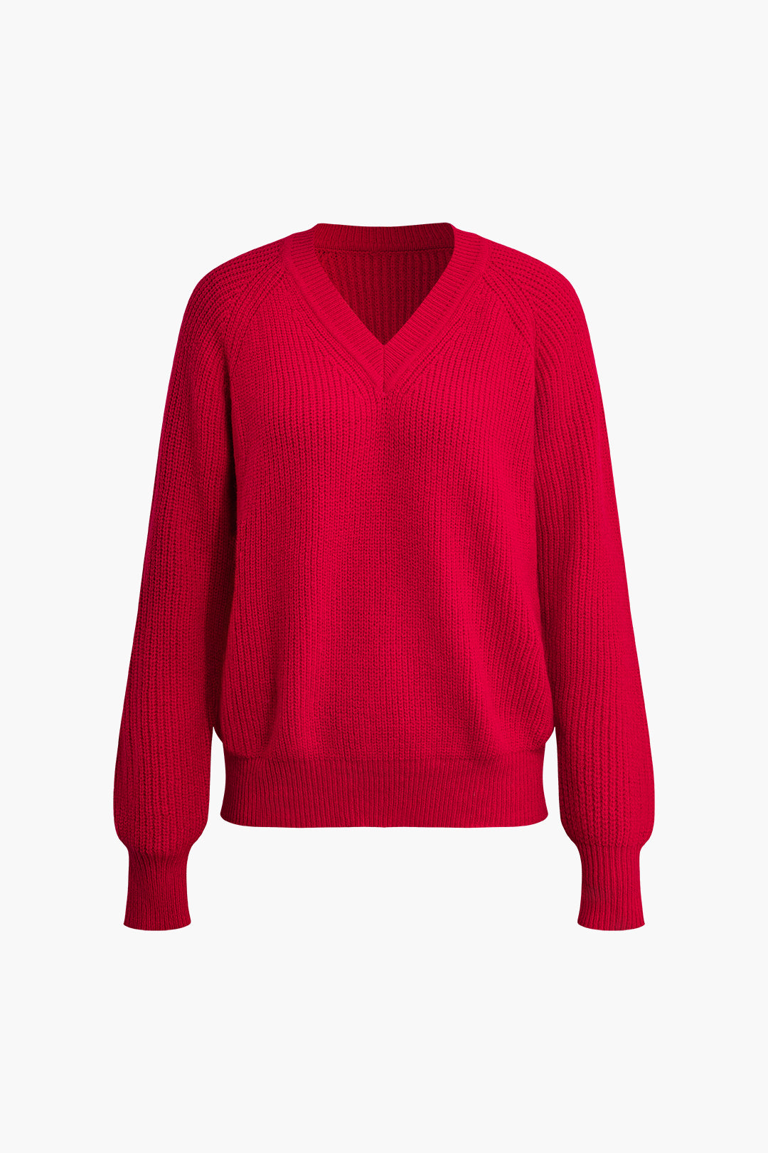 V-neck Long Sleeve Pullover Knit Top