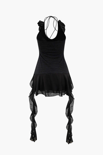 Halter Neck Ruffle Mini Dress