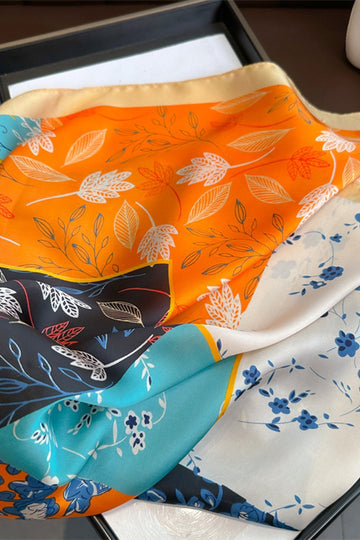 Vibrant Botanical Print Silk Scarf