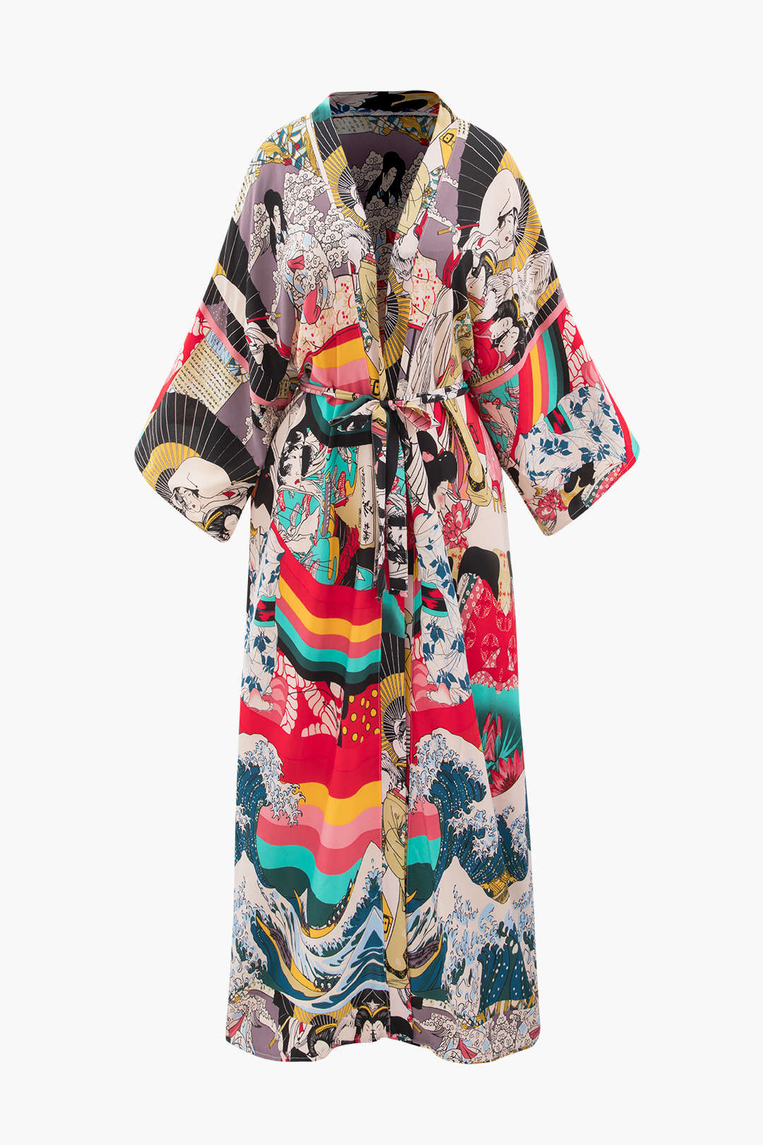 Allover Print Kimono Sleeve Cover Up