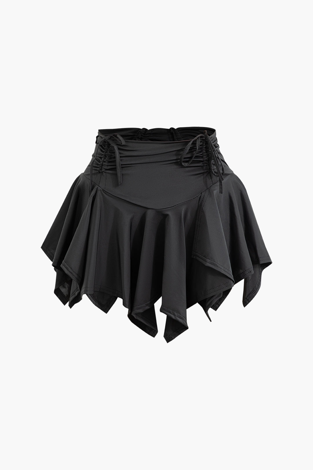 Ruched Drawstring Asymmetric Mini Skirt