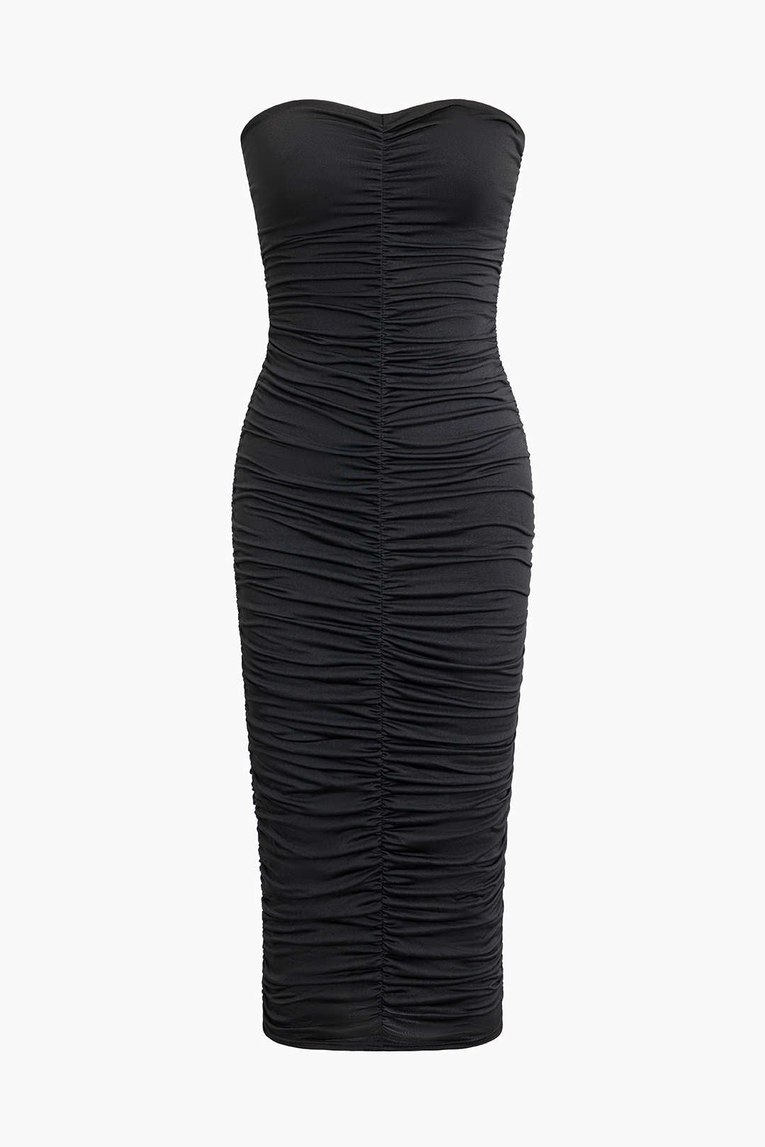 Strapless Ruched Midi Dress