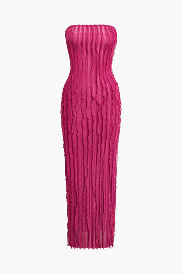 Textured Strapless Maxi Dress