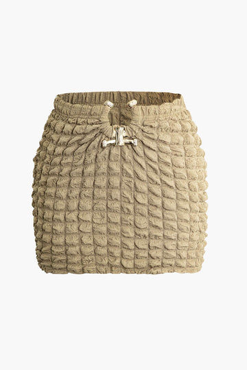 Popcorn Textured Tube Top And Mini Skirt Set